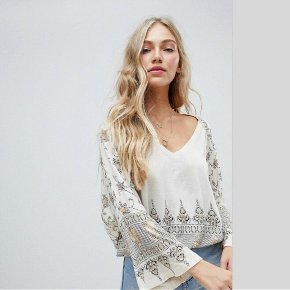 Free People Medallion Printed Dolman Top XS